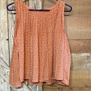 Pleated Orange Top with Relaxed Silhouette